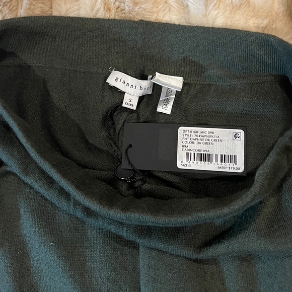 GIANNI BINI DAPHNE HIGH WAISTED WIDE LEG PULL-ON PANTS DARK GREEN / S. - Picture 6 of 6